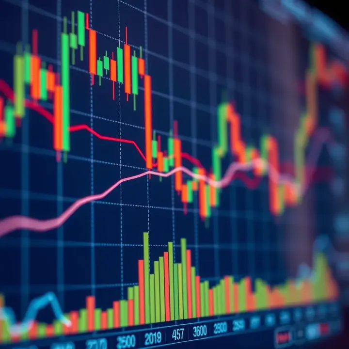 Graph illustrating common trading strategies and trend lines applied to stock price movements