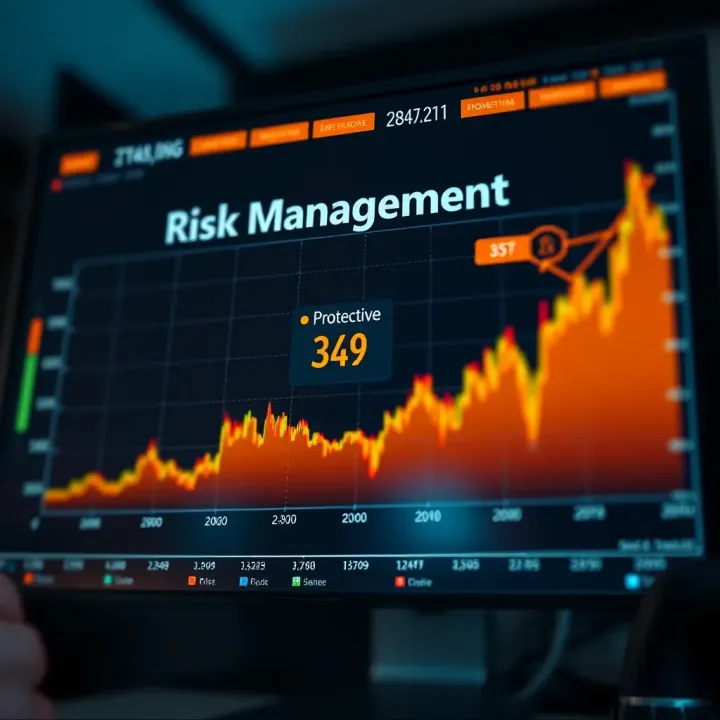Graph showing risk management principles in trading with protective measures and profit optimization