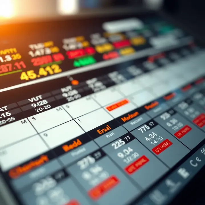 Calendar displaying key economic data release dates for the United States with highlighted important indicators