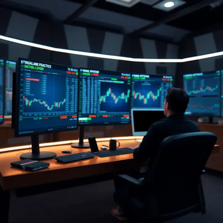Illustration of a virtual practice scenario for binary options investment learning