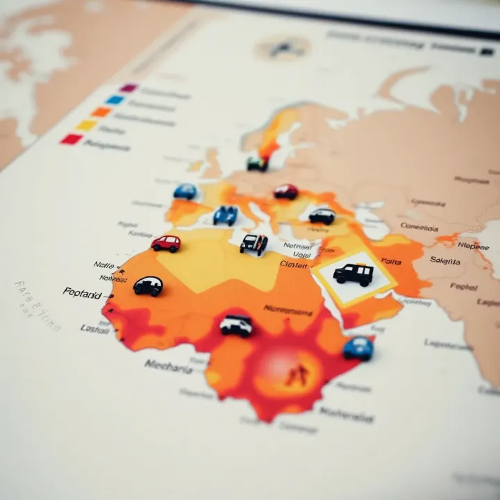 Map highlighting vulnerable zones with icons representing different natural and man-made hazards to demonstrate risk assessment and planning